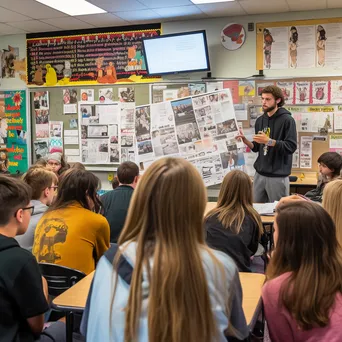 Students engaged in a discussion about current events in a classroom. - Image 4