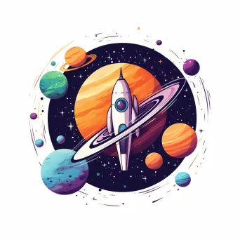 Space adventure logo with rocket ship and planets - Image 4