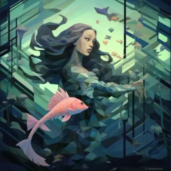 Low poly mermaid in mythic underwater scenery - Image 2