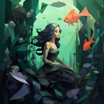 Cubist Mermaid in Low Poly