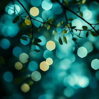 Gradient of turquoise to teal with hexagonal bokeh effects - Image 1