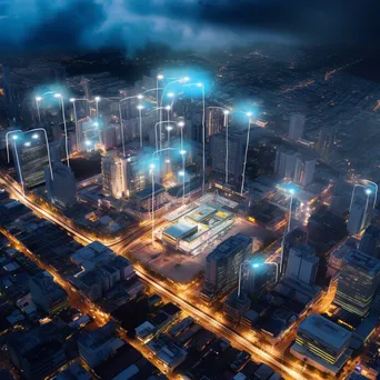 Aerial view of a smart city with cloud computing highlights. - Image 4