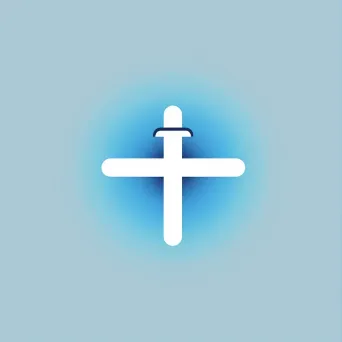 Minimalist and modern cross icon medical device company logo in blue and white colors - Image 1