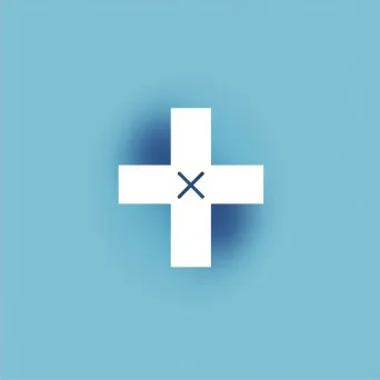 Minimalist and modern cross icon medical device company logo in blue and white colors - Image 2