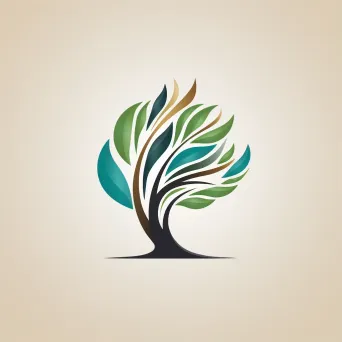 Nature-inspired tree icon wellness retreat logo in brown and green colors - Image 1