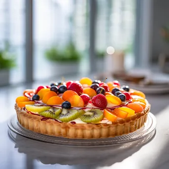 Colorful fruit tart on marble table - Image 2