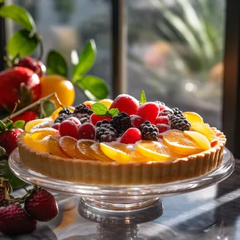 Colorful fruit tart on marble table - Image 3