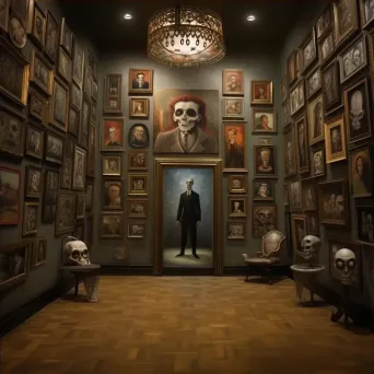 Eerie portrait gallery with painted ancestors