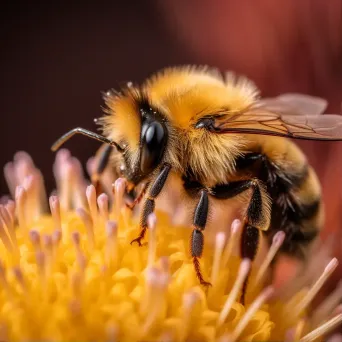 Bumblebee collecting nectar from a flower in close-up - Image 1