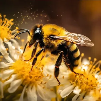 Bumblebee collecting nectar from a flower in close-up - Image 4