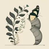 Painting of a caterpillar transforming into a butterfly representing personal growth - Image 3