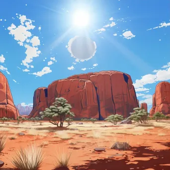 Aboriginal sacred site in the Australian outback with red rock formations under the bright sun - Image 3