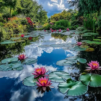 Garden Pond with Water Lilies