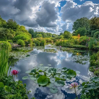 Tranquil pond with blooming water lilies. - Image 3