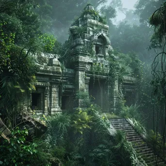 Aerial view of mysterious ancient ruins in a dense jungle - Image 3