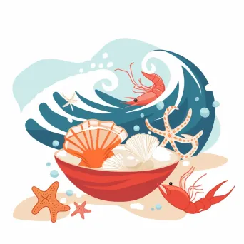 Coastal Restaurant Logo with Seafood Dishes and Ocean Waves - Image 2