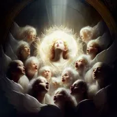 Group of celestial beings singing in a celestial cathedral - Image 3