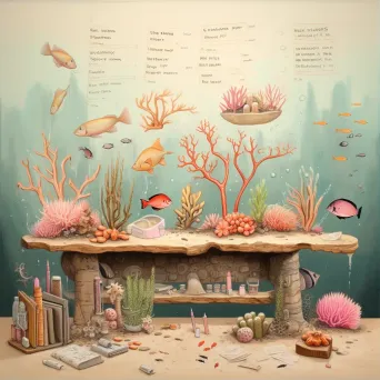 Educational scene showing biodiversity of a coral reef - Image 1