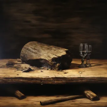 Old wooden table with knots and scratches revealing a history of gatherings - Image 1