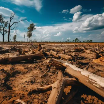 Barren land and fallen trees in deforested area - Image 3