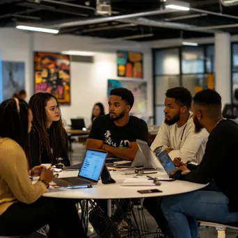 A group working in a modern co-working space with smart tools - Image 3