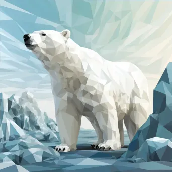 Low Poly Polar Bear in Icy Landscape