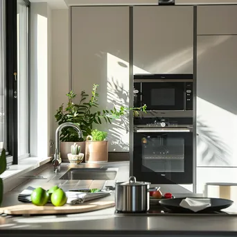 Modern kitchen with smart appliances and bright sunlight - Image 2