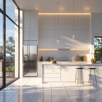 Modern kitchen with smart appliances and bright sunlight - Image 3