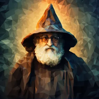 Low poly sorcerer in a mystical glow - Image 1