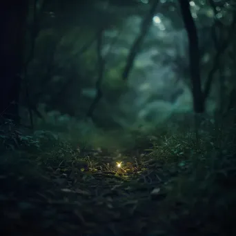 Glowing firefly in dark forest - Image 1