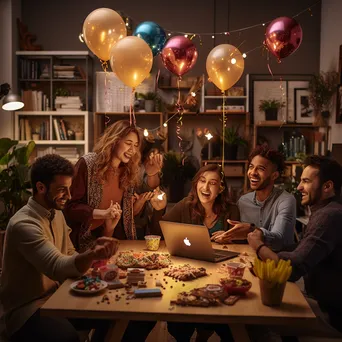 Team Celebration in Cozy Workspace