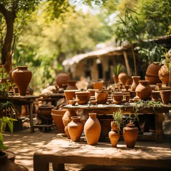 Clay Pots in Garden Drying