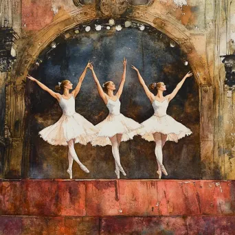 Ballerinas: A Watercolor Tableau