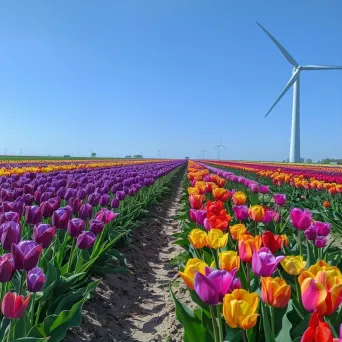 Colorful tulip fields in full bloom during springtime - Image 1