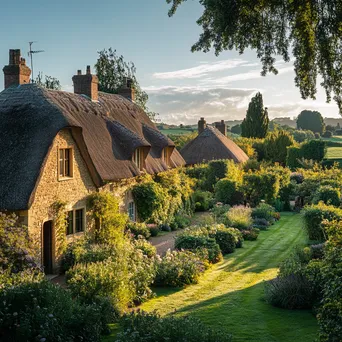 Historic estate with thatched roofs and manicured gardens - Image 3