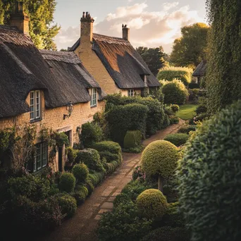 Historic estate with thatched roofs and manicured gardens - Image 4