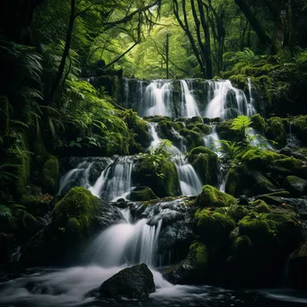 Waterfall in Lush Forest