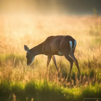 Deer grazing at dawn - Image 1