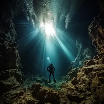 Experienced diver exploring underwater cave - Image 2