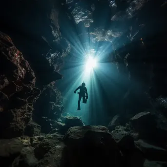 Experienced diver exploring underwater cave - Image 3