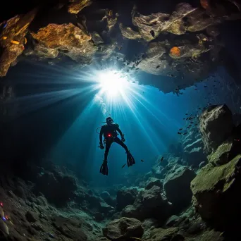 Experienced diver exploring underwater cave - Image 4