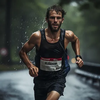 Marathon runner racing through a rainstorm - Image 3