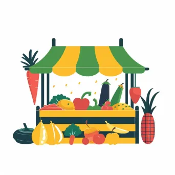 Farmers market logo with fresh fruits and vegetables - Image 1