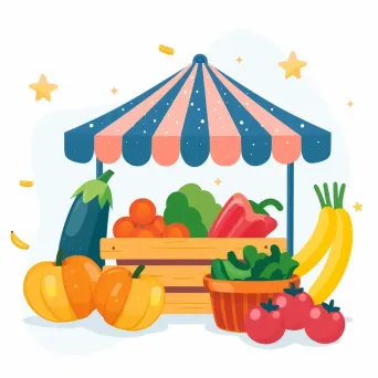 Farmers market logo with fresh fruits and vegetables - Image 3