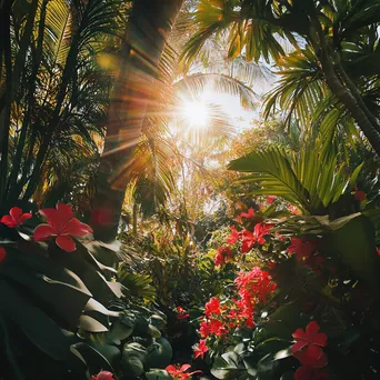 Spring water surrounded by tropical plants and flowers - Image 3