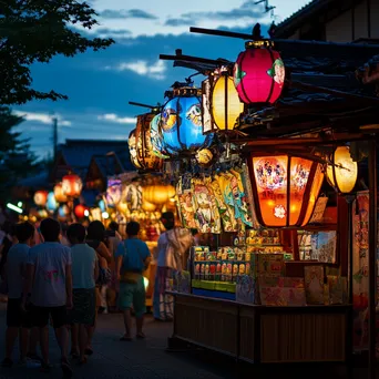 Street festival with colorful thatched-roof booths - Image 4