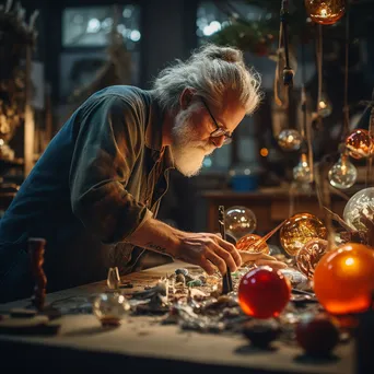 Artisan crafting glass ornaments in a warm lighting - Image 1