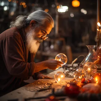 Artisan crafting glass ornaments in a warm lighting - Image 2