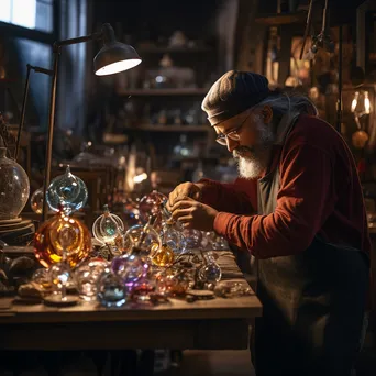 Artisan crafting glass ornaments in a warm lighting - Image 3