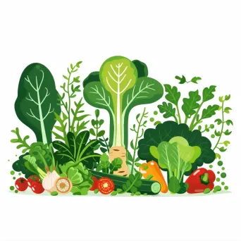 Vegan restaurant logo with green garden and vegetables - Image 1